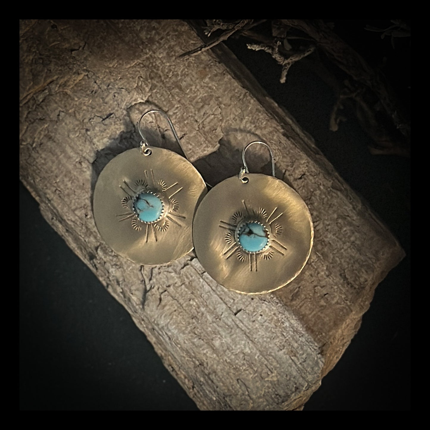 Brass and Turquoise Earrings