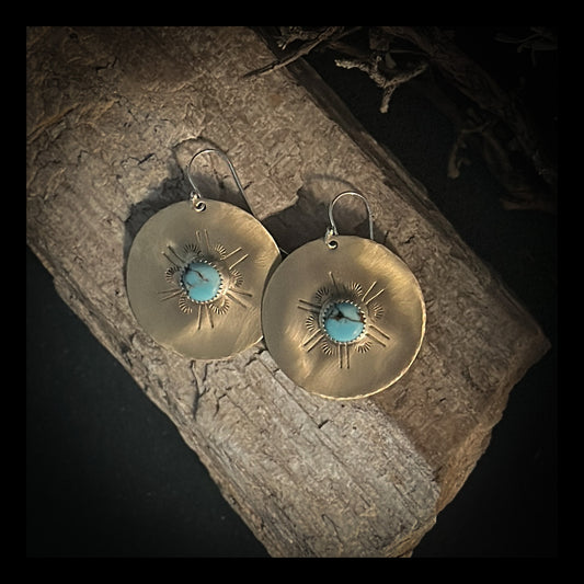 Brass and Turquoise Earrings