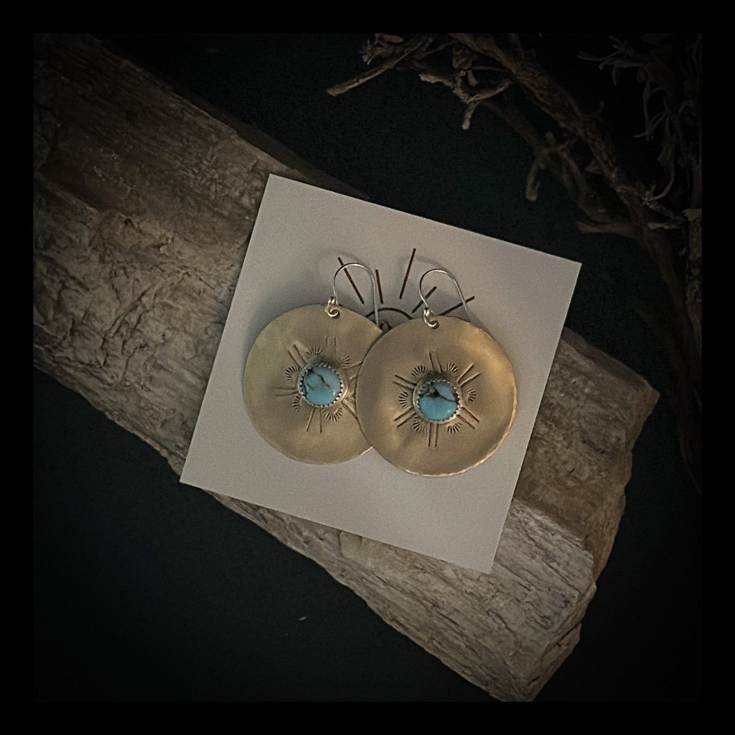 Brass and Turquoise Earrings